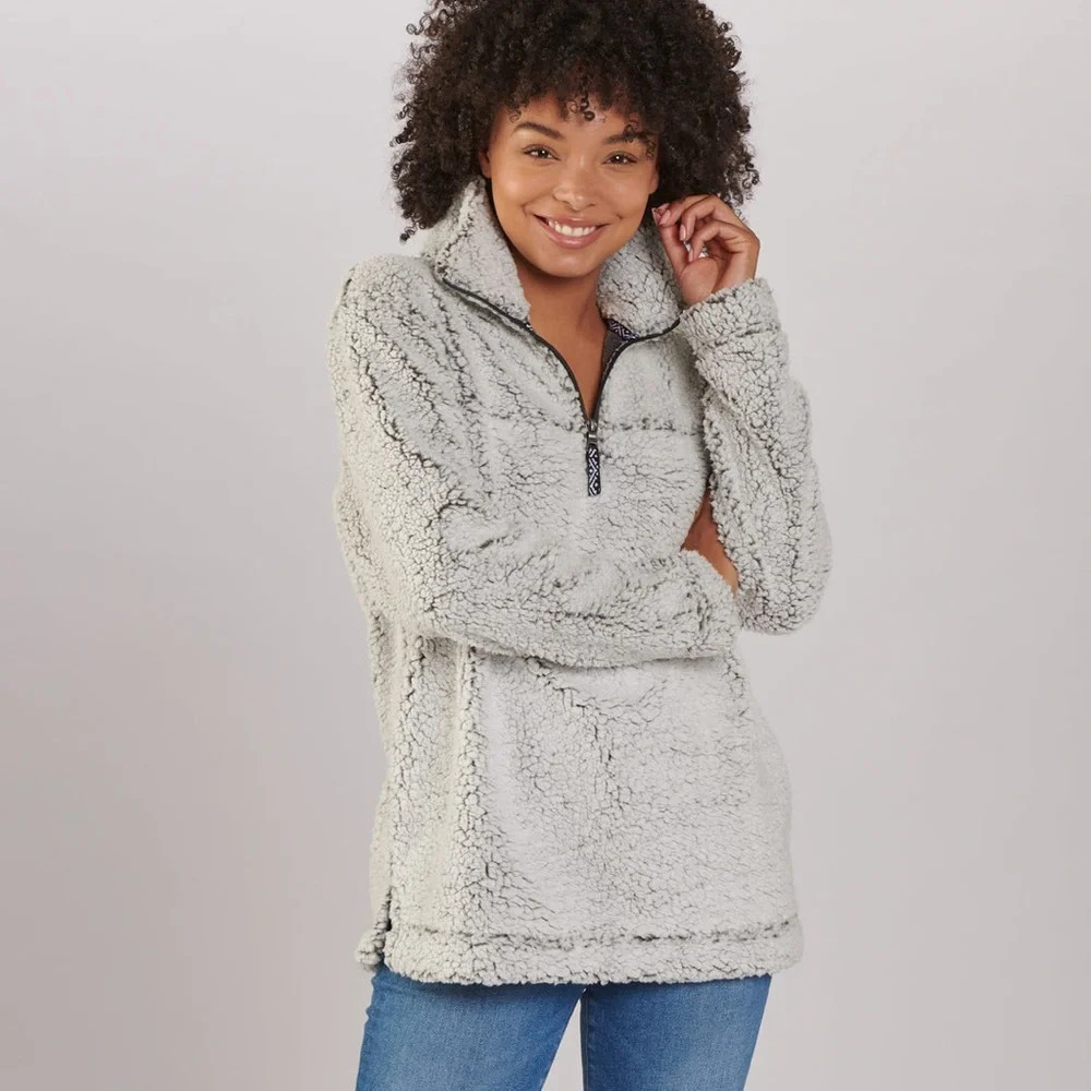 Boxercraft Frost Grey Sherpa Fleece Quarter-Zip Pullover Size Medium